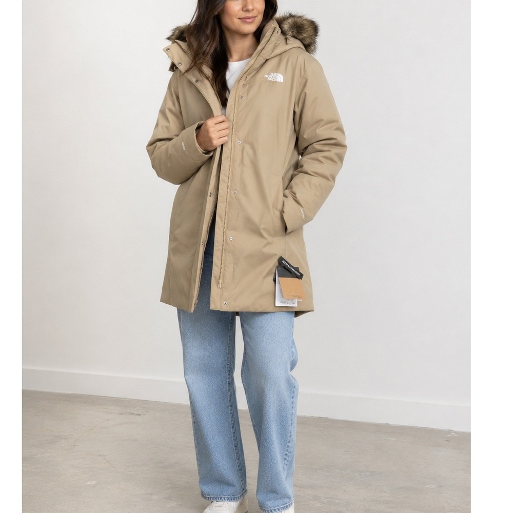 The North Face Arctic Parka Khaki‎ Stone Beige 600 Down Jacket Women XXL NWT
